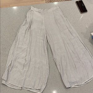 Black and white striped culottes pants